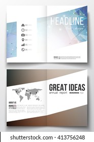 Set of business templates for brochure, magazine, flyer, booklet or annual report. Abstract colorful polygonal backdrop, modern stylish triangular vector texture.