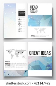 Set of business templates for brochure, magazine, flyer, booklet or annual report. Abstract colorful polygonal background, modern stylish triangle vector texture.