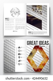 Set of business templates for brochure, magazine, flyer, booklet or annual report. Abstract colorful polygonal background, modern stylish triangle vector texture. 