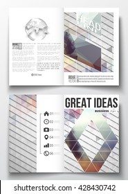 Set of business templates for brochure, magazine, flyer, booklet or annual report. Abstract colorful polygonal background, modern stylish triangle vector texture. 