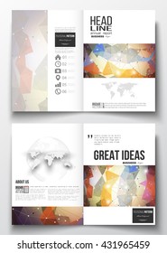 Set of business templates for brochure, magazine, flyer, booklet or annual report. Abstract colorful polygonal background, modern stylish triangle vector texture.