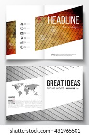 Set of business templates for brochure, magazine, flyer, booklet or annual report. Abstract colorful polygonal background, modern stylish triangle vector texture. 