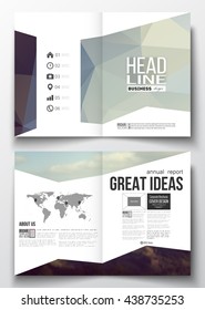 Set of business templates for brochure, magazine, flyer, booklet or annual report. Abstract colorful polygonal backdrop, blurred background, natural landscape, modern stylish triangle vector texture.