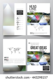 Set of business templates for brochure, magazine, flyer, booklet or annual report. Abstract colorful polygonal background, natural landscapes, geometric, triangular style vector illustration.