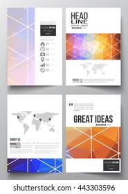 Set of business templates for brochure, magazine, flyer, booklet or annual report. Abstract colorful polygonal background, modern stylish triangle vector texture.