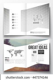 Set of business templates for brochure, magazine, flyer, booklet or annual report. Abstract colorful polygonal background, modern stylish triangle vector texture.