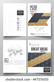 Set of business templates for brochure, magazine, flyer, booklet or annual report. Abstract polygonal low poly backdrop with connecting dots and lines, connection structure. Digital or science vector
