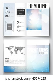 Set of business templates for brochure, magazine, flyer, booklet or annual report. Abstract colorful polygonal background, modern stylish triangle vector texture.