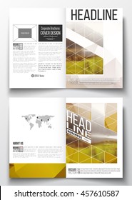 Set of business templates for brochure, magazine, flyer, booklet or annual report. Colorful polygonal backdrop, blurred natural background, modern stylish triangle vector texture.
