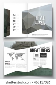 Set of business templates for brochure, magazine, flyer, booklet or annual report. Polygonal background, blurred image, urban landscape, modern stylish triangular vector texture.