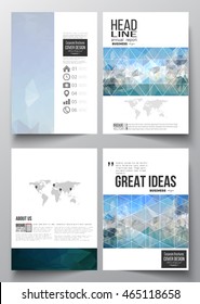 Set of business templates for brochure, magazine, flyer, booklet or annual report. Abstract blue polygonal background, colorful backdrop, modern stylish vector texture.