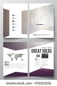 Set of business templates for brochure, magazine, flyer, booklet or annual report. Abstract colorful polygonal background, modern stylish triangle vector texture