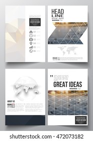 Set of business templates for brochure, magazine, flyer, booklet or annual report. Polygonal background, blurred image, urban landscape, cityscape, modern stylish triangular vector texture