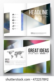 Set of business templates for brochure, magazine, flyer, booklet or annual report. Abstract colorful polygonal background, natural landscapes, geometric, triangular style vector illustration