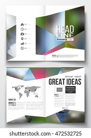 Set of business templates for brochure, magazine, flyer, booklet or annual report. Abstract colorful polygonal background, natural landscapes, geometric, triangular style vector illustration