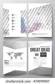 Set of business templates for brochure, magazine, flyer, booklet or annual report. Abstract colorful polygonal background, modern stylish triangle vector texture