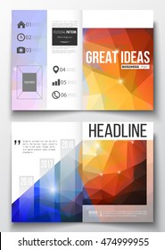 Set of business templates for brochure, magazine, flyer, booklet or annual report. Abstract colorful polygonal background, modern stylish triangle vector texture