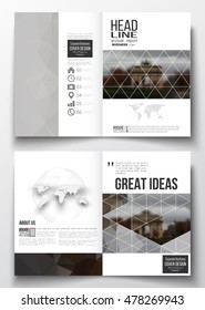 Set of business templates for brochure, magazine, flyer, booklet or annual report. Polygonal background, blurred image, urban landscape, Paris cityscape, modern triangular vector texture