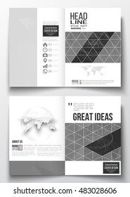 Set of business templates for brochure, magazine, flyer, booklet or annual report. Microchip background, electrical circuits, construction with connected lines, scientific, digital design pattern