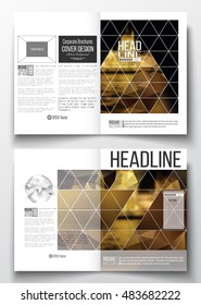 Set of business templates for brochure, magazine, flyer, booklet or annual report. Colorful polygonal background, blurred image, night city landscape, triangular vector texture