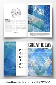 Set of business templates for brochure, magazine, flyer, booklet or annual report. Abstract blue polygonal background, colorful backdrop, modern stylish vector texture