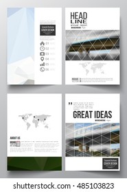Set of business templates for brochure, magazine, flyer, booklet or annual report. Colorful polygonal background, blurred image, urban scene, modern stylish triangular vector texture
