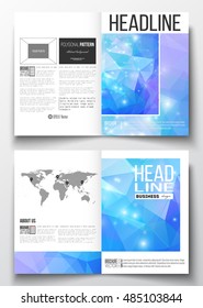 Set of business templates for brochure, magazine, flyer, booklet or annual report. Abstract colorful polygonal background, modern stylish triangle vector texture