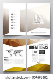 Set of business templates for brochure, magazine, flyer, booklet or annual report. Colorful polygonal backdrop, blurred natural background, modern stylish triangle vector texture
