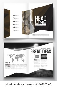 Set of business templates for brochure, magazine, flyer, booklet or annual report. Colorful polygonal background, blurred image, modern stylish triangular vector texture