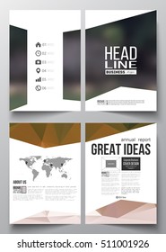 Set of business templates for brochure, magazine, flyer, booklet or annual report. Colorful polygonal backdrop, blurred natural background, modern stylish triangle vector texture