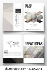 Set of business templates for brochure, magazine, flyer, booklet or annual report. Abstract blurred background, modern stylish dark vector texture