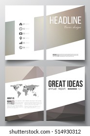 Set of business templates for brochure, magazine, flyer, booklet or annual report. Abstract blurred background, modern stylish dark vector texture.