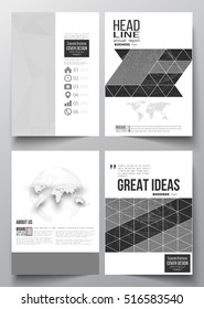 Set of business templates for brochure, magazine, flyer, booklet or annual report. Microchip background, electrical circuits, construction with connected lines, scientific, digital design pattern