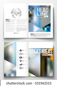 Set of business templates for brochure, magazine, flyer, booklet or annual report. Abstract colorful polygonal background, natural landscapes, geometric, triangular style vector illustration