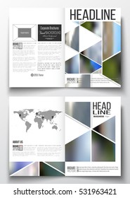 Set of business templates for brochure, magazine, flyer, booklet or annual report. Abstract colorful polygonal background, natural landscapes, geometric, triangular style vector illustration