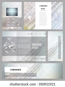 Set of business templates for presentation, brochure, flyer, banner or booklet. Abstract science or technology vector background.