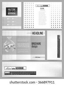 Set of business templates for presentation, brochure, flyer or booklet. Halftone vector background. Abstract halftone effect with black dots on white background.
