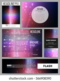 Set of business templates for presentation, brochure, flyer, banner or booklet. Flashes against dark background.