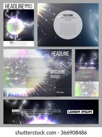 Set of business templates for presentation, brochure, flyer or booklet. Electric lighting effect. Magic vector background with lightning. 