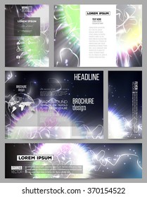 Set of business templates for presentation, brochure, flyer or booklet. Electric lighting effect. Magic vector background with lightning. 