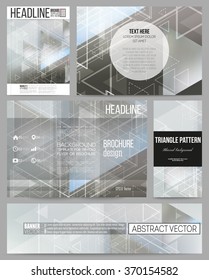 Set of business templates for presentation, brochure, flyer or booklet. Abstract blurred vector background with triangles, lines and dots.