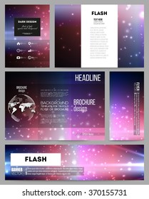 Set of business templates for presentation, brochure, flyer, banner or booklet. Flashes against dark background.