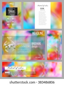 Set of business templates for presentation, brochure, flyer or booklet. Colorful background, Holi celebration, vector illustration.