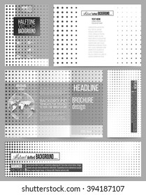 Set of business templates for presentation, brochure, flyer or booklet. Halftone vector background. Abstract halftone effect with black dots on white background.