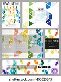 Set of business templates for presentation, brochure, flyer or booklet. Abstract colorful business background, modern stylish hexagonal and triangle vector texture