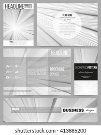 Set of business templates for presentation, brochure, flyer or booklet. Abstract lines background, simple abstract monochrome texture.