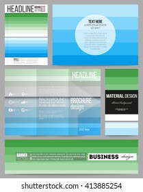 Set of business templates for presentation, brochure, flyer or booklet. Abstract colorful business background, blue and green colors, modern stylish striped vector texture for your cover design.