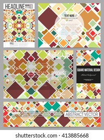 Set of business templates for presentation, brochure, flyer or booklet. Material Design. Colored vector background.