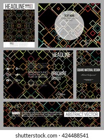 Set of business templates for presentation, brochure, flyer or booklet. Material Design. Colored vector background.