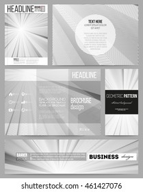 Set of business templates for presentation, brochure, flyer or booklet. Abstract lines background, simple abstract monochrome texture.